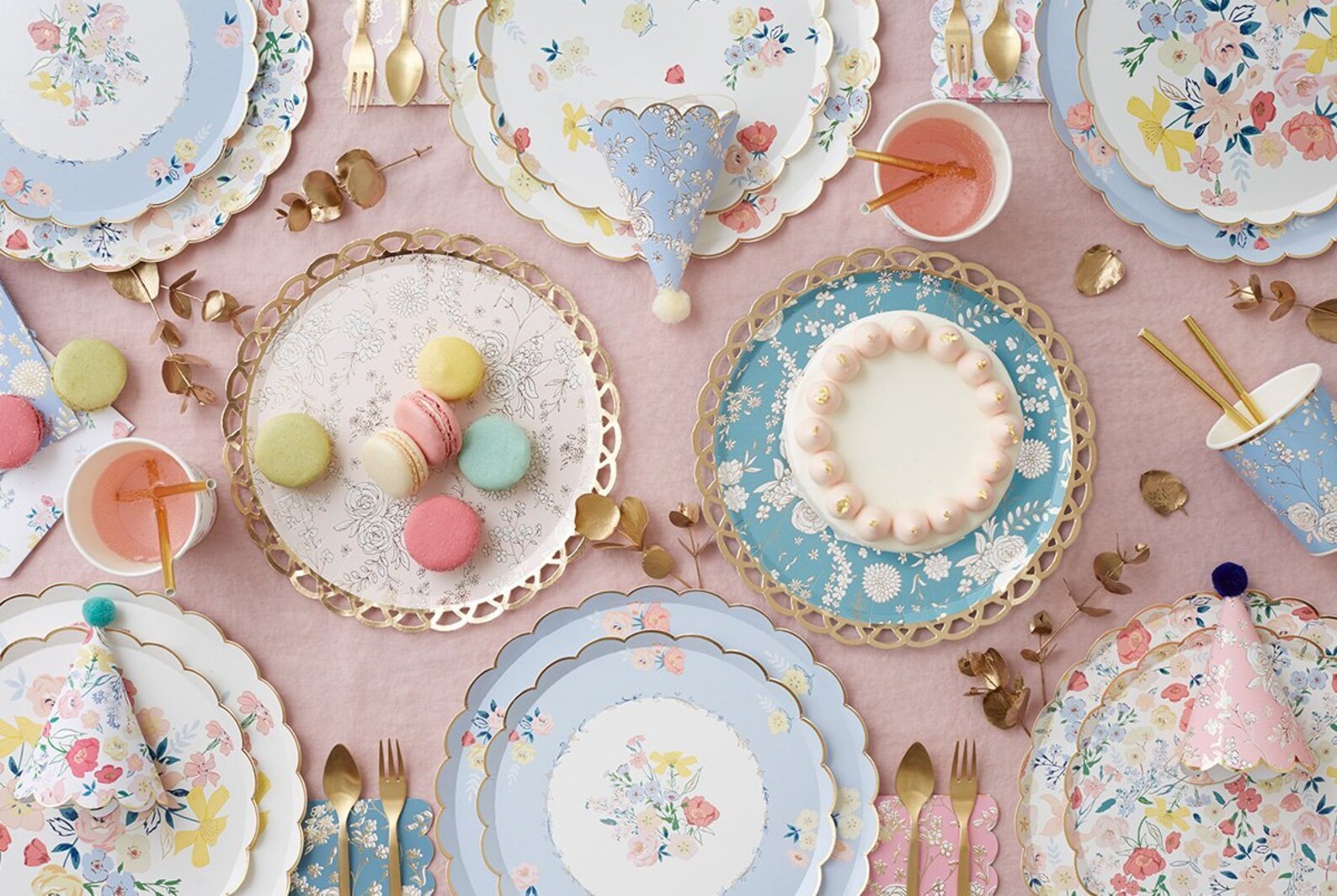 8x Floral Plates Meri Meri English Garden Party Gold Etsy Australia