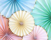 Pastel pinwheels, hanging decorations, toot sweet, pastel fan, pink and gold, cake smash, backdrop rosette, 1st birthday, party decorations