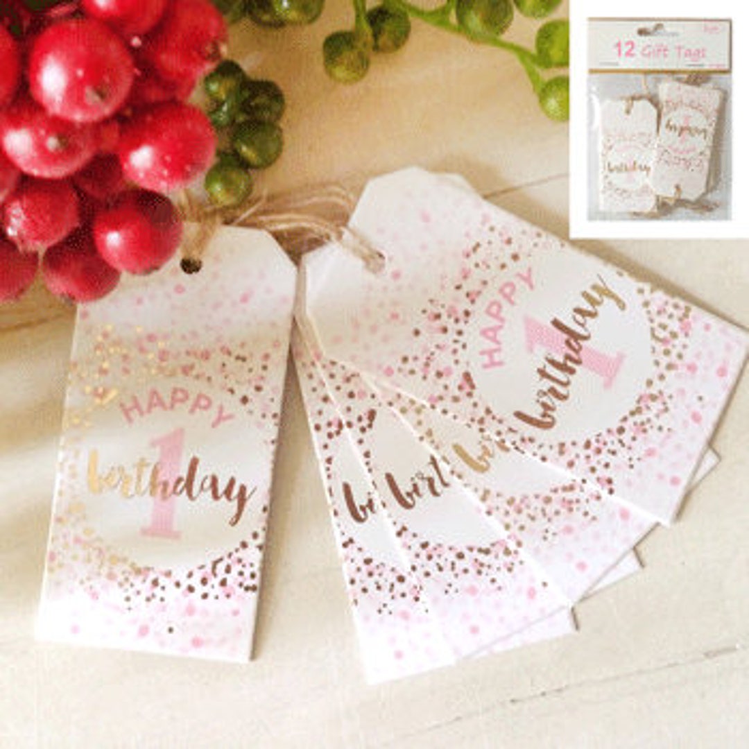 12 X 1st Birthday Party Gift Tags Paper Tags Gold Foil Etsy Australia