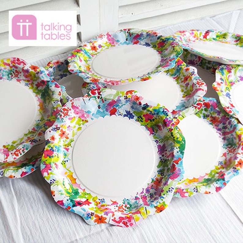 12x Floral paper plates garden party floral party decor Etsy