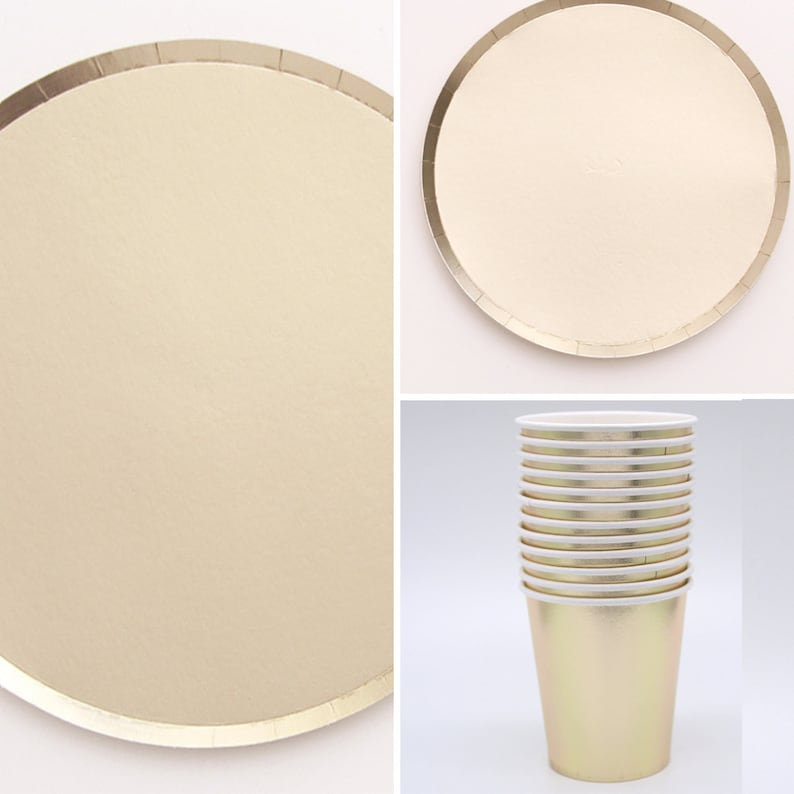 Matte Gold Tableware disposable paper plates cups gold rimless Etsy
