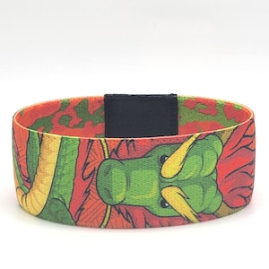 Orange  Dragon, Elastic Wristband, Reversible Bracelet