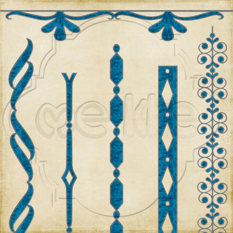 14 Digital Bordersteal Borders Clip Art Setindividual PNG Etsy
