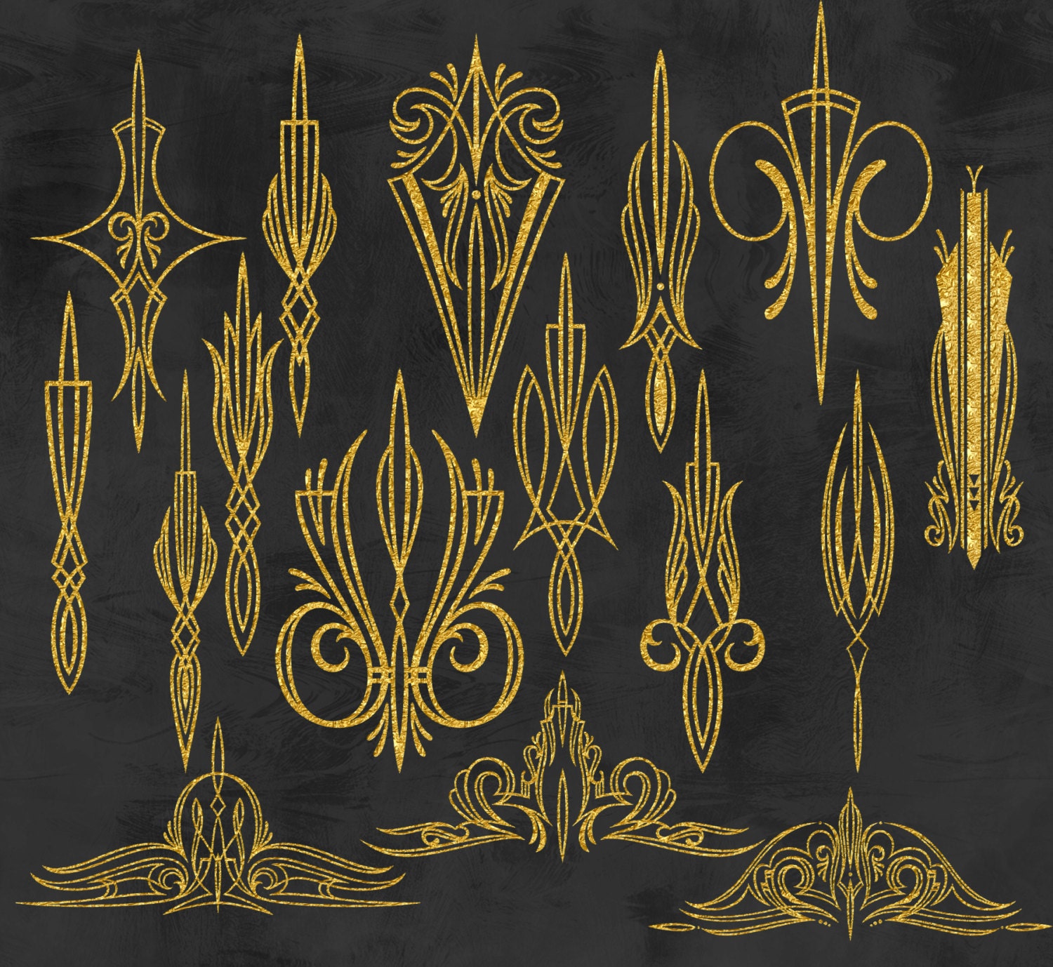 Gold Embellishment Clip Art Gold Clipart Ornament Etsy