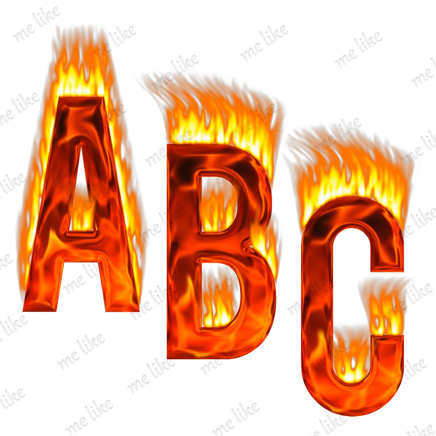 Digital Flame Alphabet Clipart INSTANT DOWNLOAD Digital | Etsy