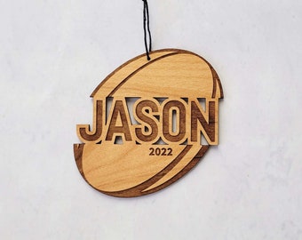 Personalized Rugby Wooden Christmas Ornament- Rugby Gift- Rugby Coach Gift