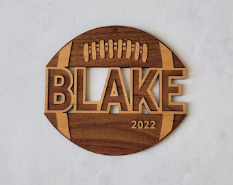 Personalized Football Wooden Christmas Ornament
