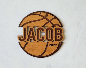 Personalized Basketball Wooden Christmas Ornament