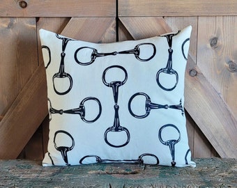 Equestrian Pillow Cover fits 18 x 18 pillow- Egg Butt Bit Design