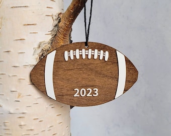 Football Wooden Ornament- Football Gift- Football Coach Gift- Football Christmas Ornament