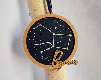 PEGASUS Constellation - Zodiac Ornament- Wooden Christmas Ornament - with optional personal message on back.