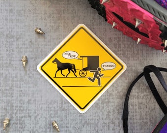 GLOSSY- Running with Amish- Funny Runner Sticker