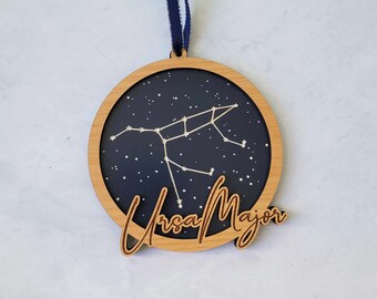 URSA MAJOR- Big Dipper- Constellation - Zodiac Ornament- Wooden Christmas Ornament - with optional personal message on back.