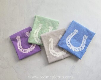 CLEARANCE- Colored Horseshoe Cotton Flour Sack Towels- Horse Owner Gift