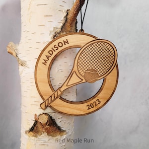 Personalized Tennis Ornament- Tennis- Tennis Racket- Wooden Christmas Ornament