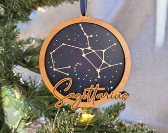 SAGITTARIUS Constellation - Zodiac Ornament - Wooden Christmas Ornament - with optional personal message on back.