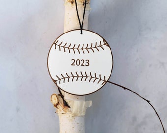 Baseball Softball Wooden Ornament- Baseball Gift- Softball Coach Gift- Baseball Softball Christmas Ornament