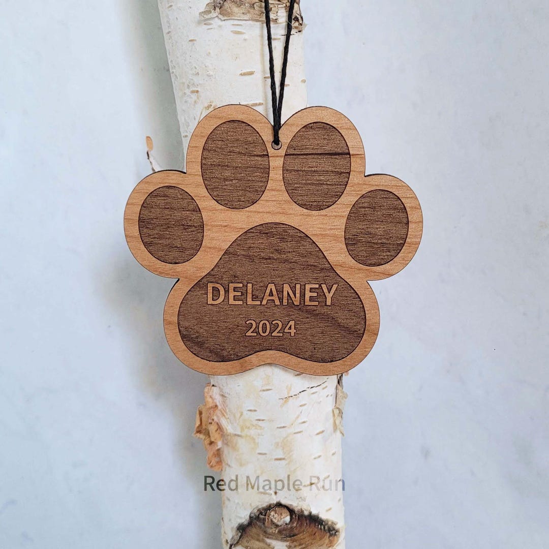 Personalized Cat Paw Wooden Ornament: Engraved Pet Memorial Gift - Etsy