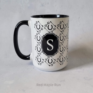 Monogram Equestrian Mug- Black and White