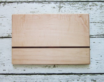 Reclaimed Maple Cutting Board with Walnut Stripe