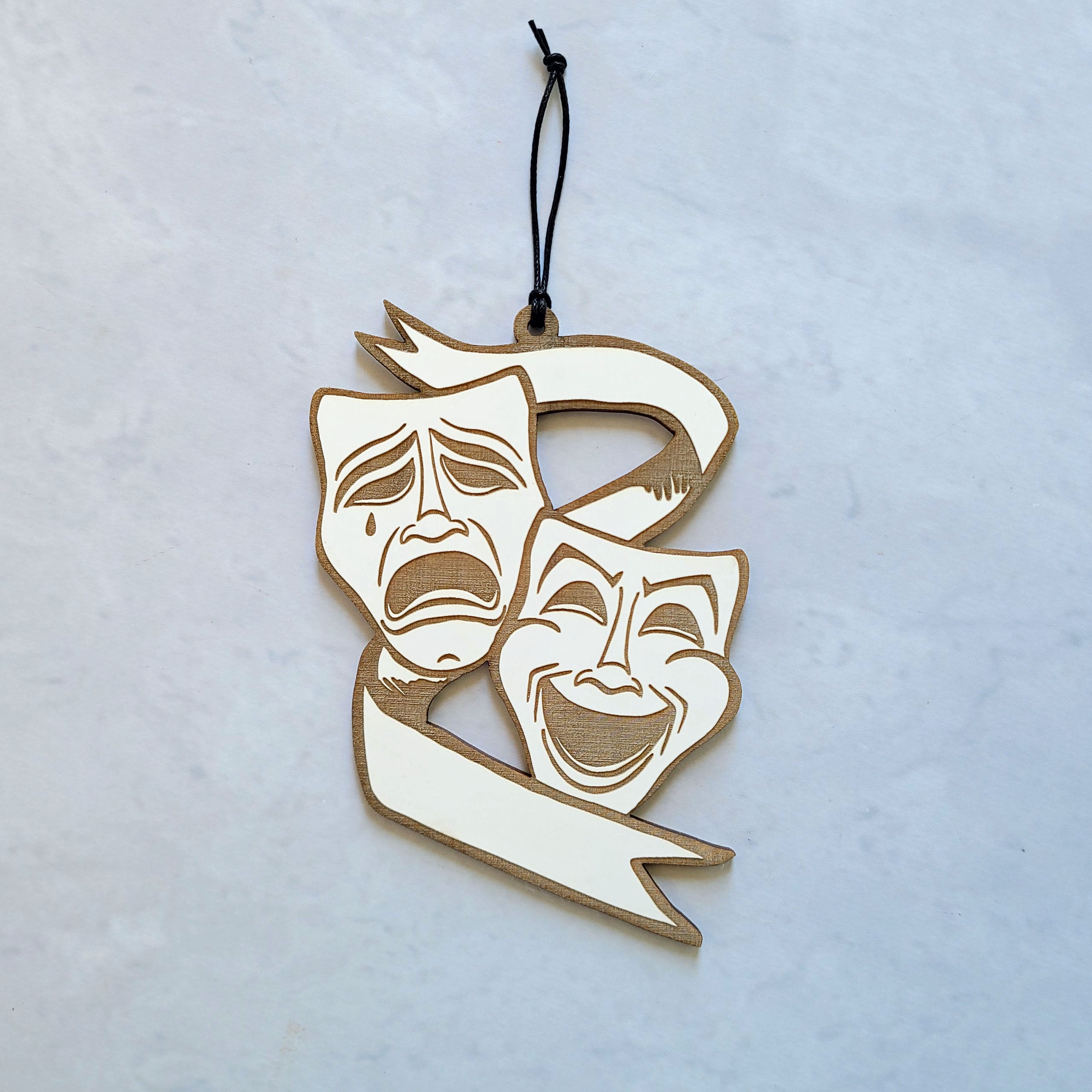Personalized Theater Masks Tragedy and Comedy Masks Wooden Christmas