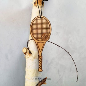 Adorno de madera de tenis - Regalo de tenis - Regalo de entrenador de tenis - Adorno navideño de tenis