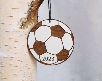 Soccer Ball Wooden Ornament- Soccer Gift- Soccer Coach Gift- Soccer Football Christmas Ornament