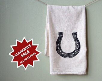 CLEARANCE Flour Sack Towels- Horse Snaffle Bit or Horseshoe- Cotton Equestrian Towel