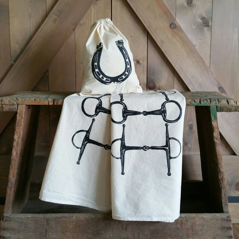 Flour Sack Towels Horse Snaffle Bit or Horseshoe Cotton Etsy