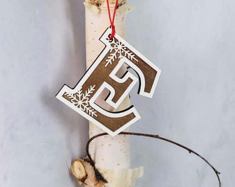 Initial Letter Snowflake Christmas Gift Tags- Stocking Tag- Gift Tag-Monogram