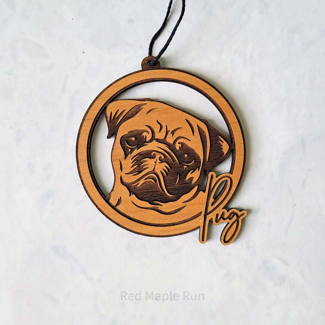 アスティエ☆パグ 犬 オーナメント パーソナライズされたパグの木製