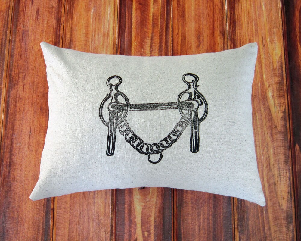 Equestrian Pillow Cover fits 12 x 16 pillow handprinted Liverpool Curb