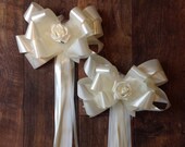 10 x Ivory wedding Church pew end bows with rose