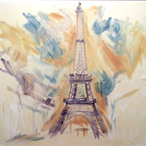 Paris France Eiffel Tower Original Oil Painting 24 x 30 inch on stretched canvas by BrandanC