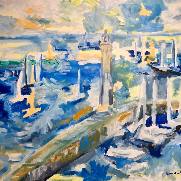 Yellow Grey Painting Etsy