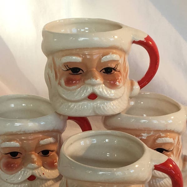 4 Santa Mugs Vintage Japan