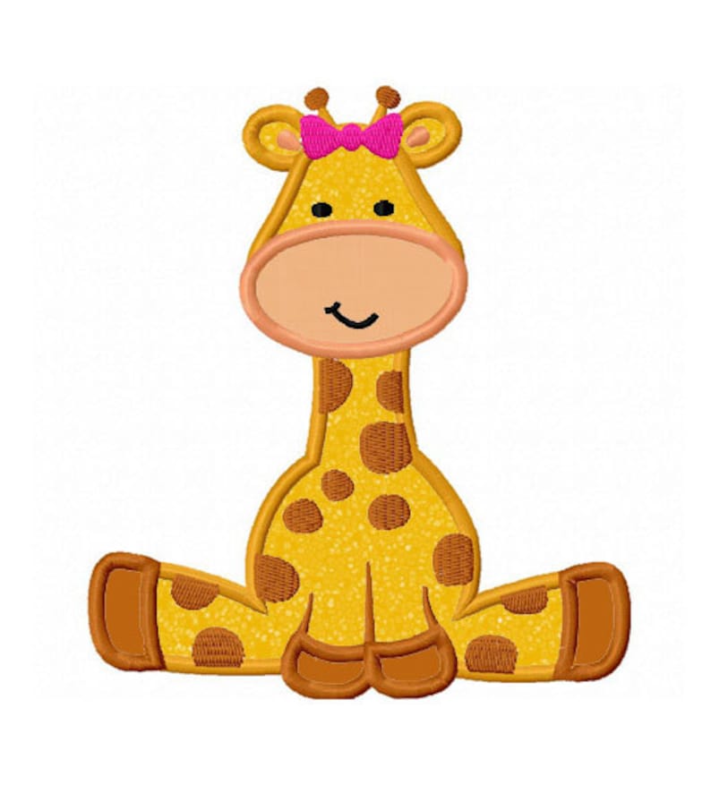 Girl Giraffe Baby 01 Applique Machine Embroidery Design Etsy
