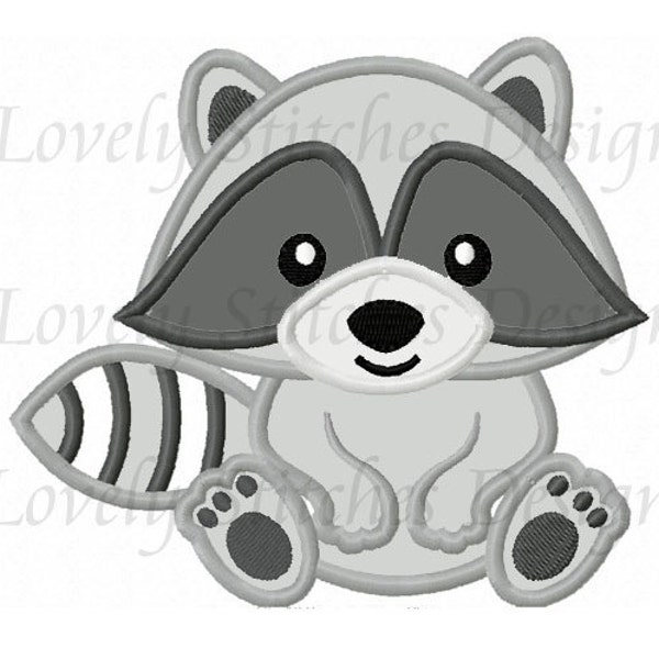 Baby Raccon Applique Machine Embroidery Design NO:0511