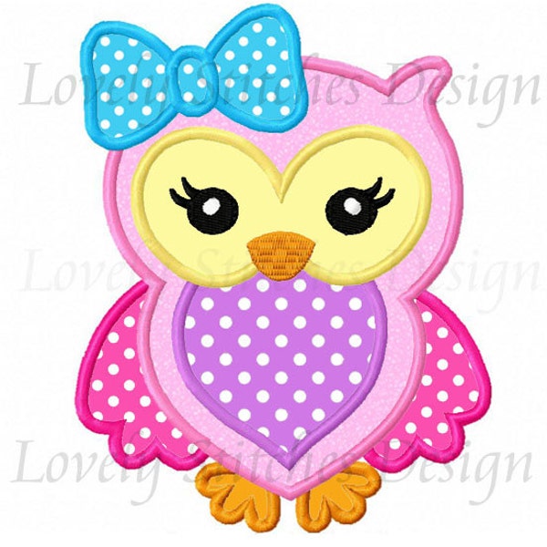 Girl Owl Applique Machine Embroidery Design NO:0548