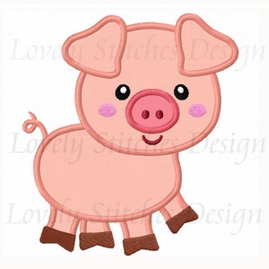 May include: A pink pig with a brown snout and hooves. The pig has a happy expression and is standing on all fours.