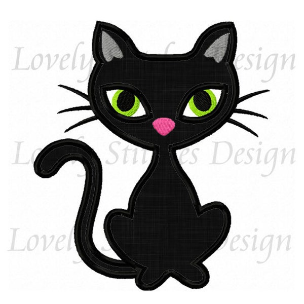 Halloween Black Cat Applique Machine Embroidery Design NO:0228