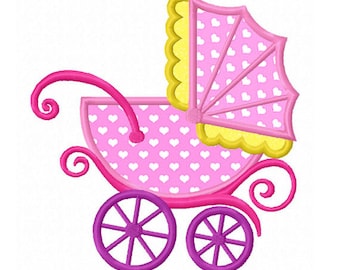 Baby Carriage Applique Machine Embroidery Design NO:0181