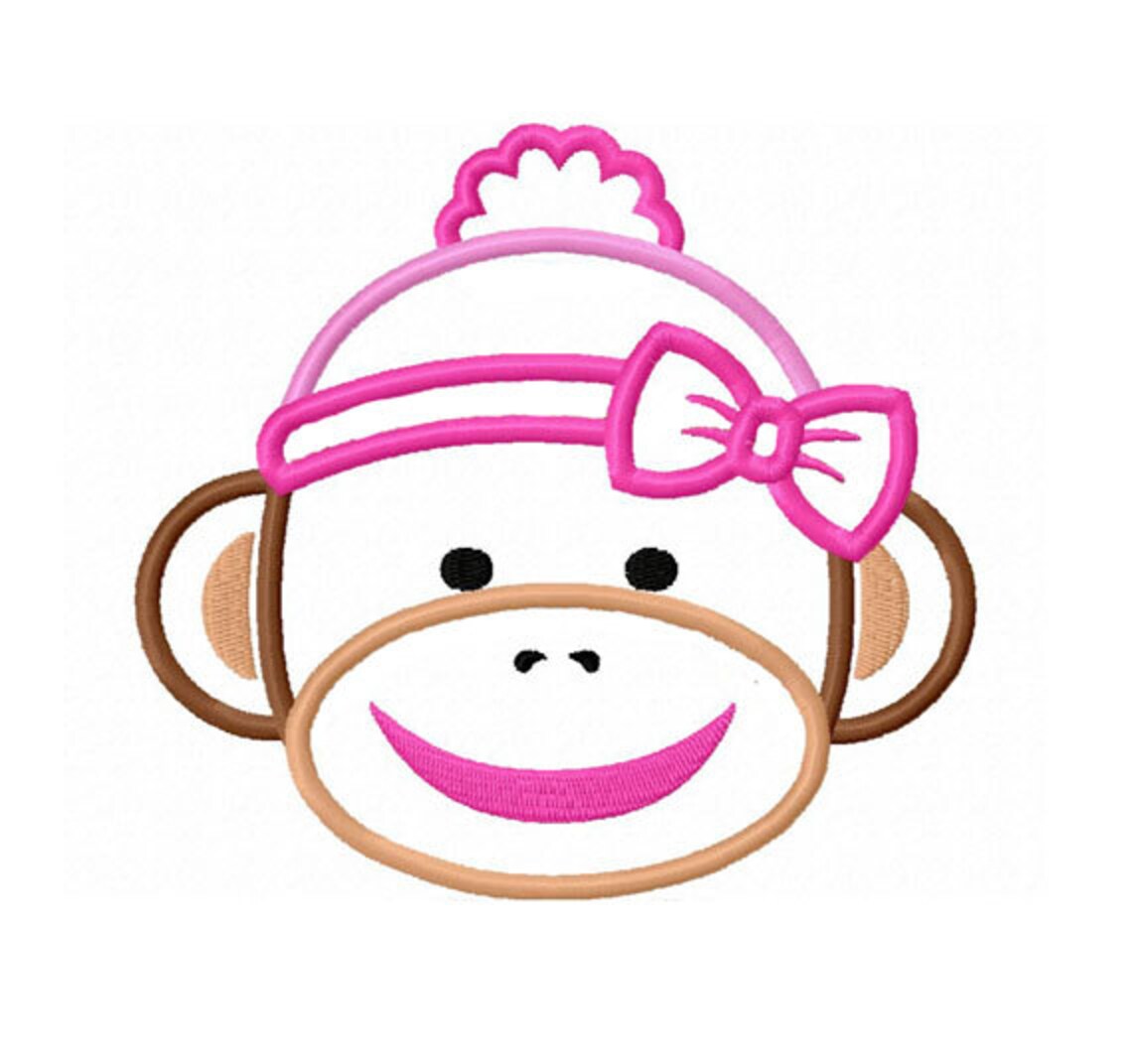 Girl Sock Monkey 01 Applique Machine Embroidery Design NO0165 Etsy