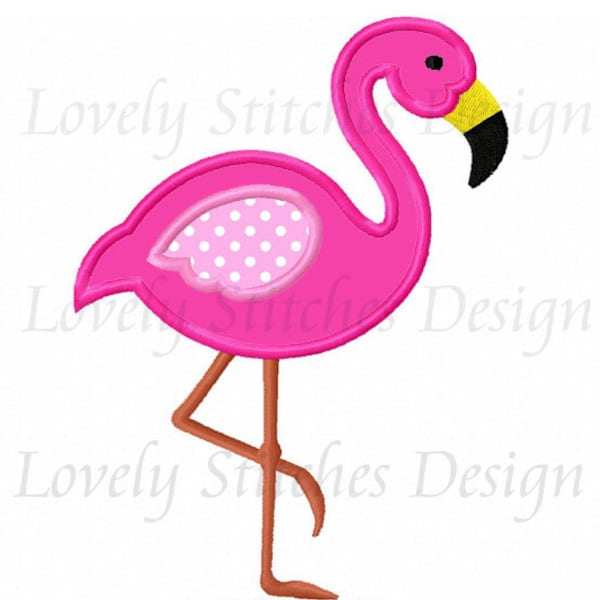 Motif de broderie machine applique flamant rose n° 0593