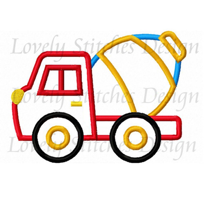 Mixer truck applique machine embroidery design no0339  etsy
