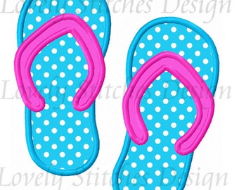 Beach Embroidery,Flip Flops Applique Embroidery,Summer Embroidery File, Machine Embroidery Design NO:0541