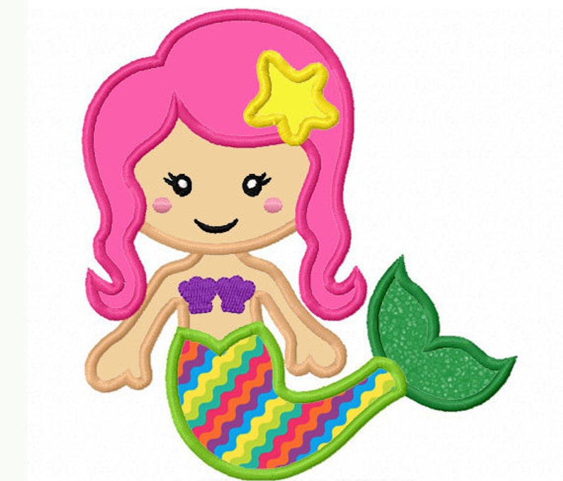 Mermaid applique machine embroidery design no0029  etsy