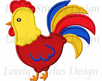 Rooster Applique,Rooter Embroidery,Farm Animal Applique,Machine Embroidery Design NO:0338