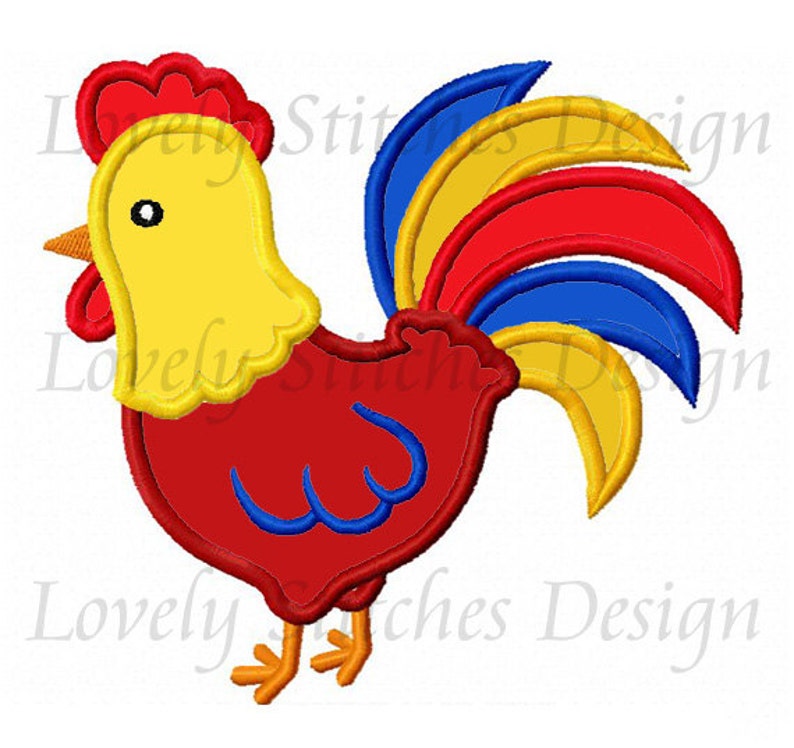 Rooster Applique Machine Embroidery Design NO0338 Etsy