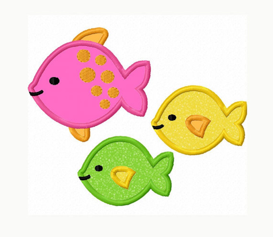 Three Fishes Applique Machine Embroidery Design NO:0030 - Etsy
